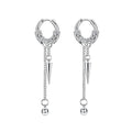 Sonateomber Gothic Silver Black Small Hoop Earrings for Women Men, Punk Hip Hop Engrave Beaded Goth Dangle Drop Earings Halloween Costumes Accessories Prom Fashion Jewelry Gift - color: Silver Spike