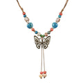 Boho Style Colorful Ceramic Bead Strand Necklace Adjustable Bohemian Jewelry Gift for Women, Fashion Clothing Matching Necklace - color: Multi