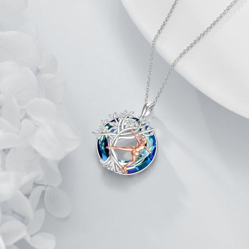 YFN Tree of Life Necklace Sterling Silver Crystal Jewelry Graduation Birthday Gifts for Women - color: Skate