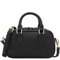 FashionPuzzle Mini PU Leather Satchel Purse Top Handle Crossbody Bag - color: Black