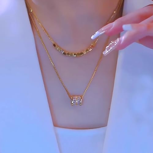 Gold Necklaces for Women Gifts - 14K Gold Plated Necklace for Women Necklaces for Her Tiny Fashion Jewelry for Teens，for Women Friends Jewelry Gifts，Necklace Gold Jewelry Birthday Gifts - style: Double layered necklace