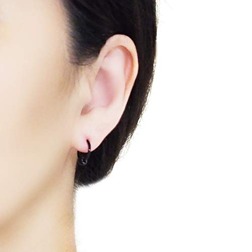Silver Small for Women Comfortable Plastic Invisible Clip On Hoop Earrings Men Fake Nose Ring Faux Lip Septum Ring Fake Cartilage Earrings 12 mm Spike Cross Feather 15mm Unisex Gold Non Piercing Lobes - color: Ball Black