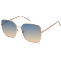 SOJOS Trendy Oversized Square Metal Frame Sunglasses for Women Men Retro Big Flat Lens UV Protection Sunglasses SJ1146 - color: Rose Gold/Gradient Bluish-brown