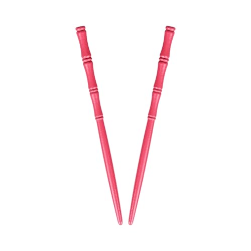 Carved Wooden Hair Sticks Set, Traditional Hair Chopsticks, 7 inches, 2 Pack, Vintage Style (Hot Pink) - color: Hot Pink