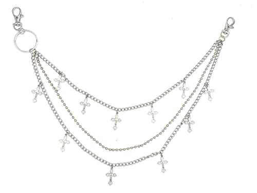 Pants Chain Wallet Chain Punk Chain Hip Hop Butterfly Lock Charm Jeans Chains Rock Chains for Women Men Hipster Women Fashion Trendy Waist Pants Chain Jewelry Clothing Accessories - color: E-cross