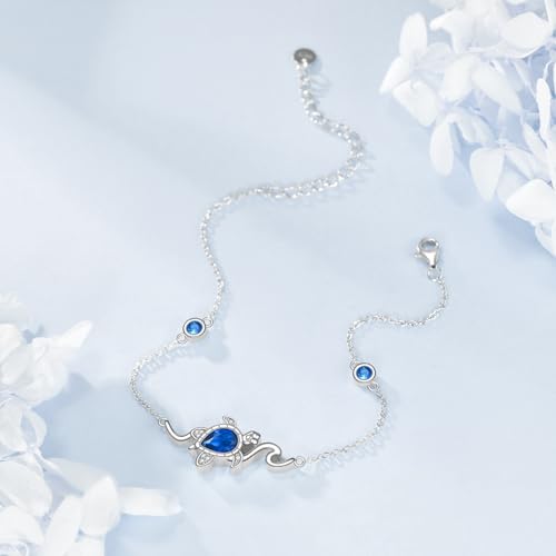 YAFEINI Ankle Bracelets for Women Sterling Silver Mermaid Turtle Ladybug Butterfly Moon Star Pineapple Anklet Link Chain Anklets Jewelry Gifts for Women - style: Silver Turtle Bracelet