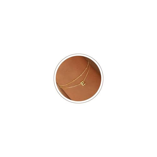 Turandoss Initial Bracelets for Mom Women, Dainty 18K Real Gold Plated Layered Letter A-Z Initial Bracelets Personalized 26 Alphabet Monogram Gold Bracelets for Women Birthday Jewelry Gifts Trendy - color: E