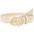 SUOSDEY Women Leather Belt for Jeans Pants, Fashion Dress Waist Belt with Gold Buckle - color: A-beige, size: L：Fit waist 37''-41''