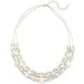 Noessla Beaded Statement Necklaces for Women Layered Chunky Bead Necklace Fashion Costume Jewelry Gifts for Mom - color: Beige