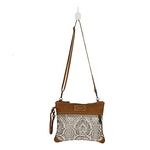 Myra Bag Floral Purses for Women - Genuine Leather and Canvas Floral Purse with Flower Print, Flower Handbags for Women - style: Floral Flow Crossbody Bag
