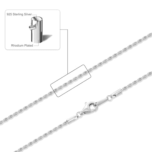 Gacimy 925 Sterling Silver Rope Chain for Women Men, 1.2mm 1.5mm 1.8mm Width 16 18 20 22 24 Inches Length - size: 24 Inches, style: 1.2MM-Width