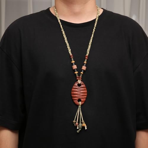 STWTR Bohemian Beaded Necklace Pendant for Women Men Retro Colorful Ceramic Pendant Handmade Ethnic Tribe Boho Jewelry Gift - color: Irregular-2