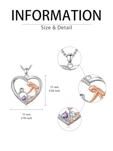 Mom Birthday Gift, Mom Necklace Birthstone Necklace, Anniversary Jewelry Valentine Mothers Day Christmas Birthday Gifts for Mom Women Her Wife Daughter - style: 02-04-Feb-Apr Birthstone