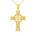 14K Gold Cross Necklace Gold Cross Pendant Necklace Christian Faith Jewelry Gifts for Women - style: E-Celtic Cross