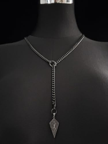 18K Gold Plated Knight's Shield Slip Chain for Women - color: Black, size: 27''