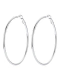 FOCALOOK 14K Gold Plated Lightweight Large Hoops| 2mm Thin Hoop Earrings for Women 30/40/50/70/100mm - color: 01.Silver, size: 60mm