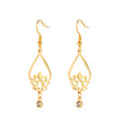 TEAMER Stainless Steel Lotus Flower Dangle Earrings Bohemian Drop Earring Unique Geometric Jewelry for Women - color: Lotus 6-Gold