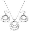 Hypoallergenic Silver Circle & Dangle Earrings and Necklace Set for Women Geometric Boho Style Hoop Jewelry for Women-Lightweight & Dangling-Gift for Bohemian Fashionistas - color: Silver