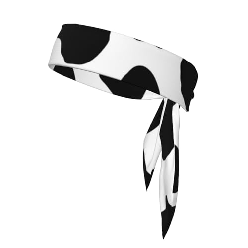 Sports Head Tie Westie Dogs Beach Summer Tropical Tie Sweatband Headband Men Women Elastic Bandana Adjustable Non-Slip Moisture Wicking for Running Football Yoga Workout Athletic Hair Ninja Head Band - color: Black And White Cow Pattern