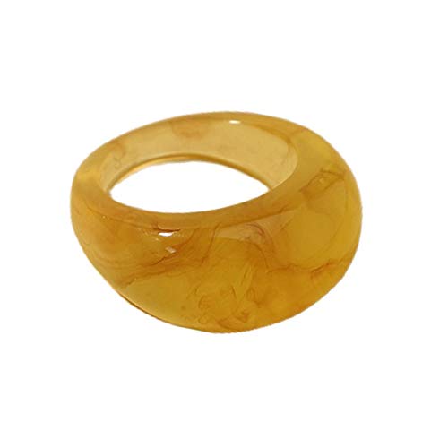 Set Resin Colorful Wide Thick Dome Knuckle Finger Stackable Joint Ring Retro Acrylic Transparent Vintage Jewelry Party Elegant Handmade Gift Diameter 18mm Stylish Bold - color: yellow