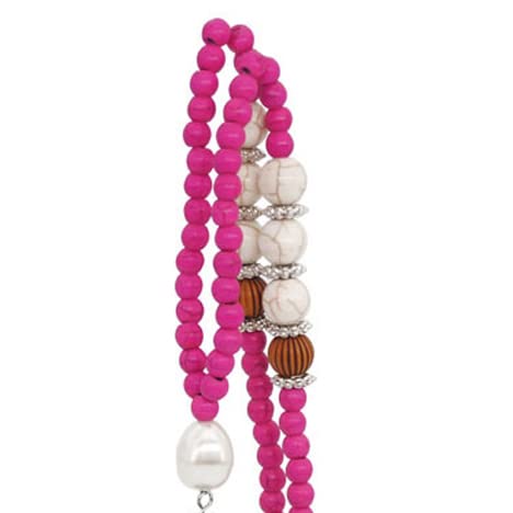 Handmade Multicolor Long Tassel Fringe Pendant Necklace Turquoise Pearl Crystal Mala Beads Necklace for Women Ethnic Boho Prayer Jewelry - color: rose