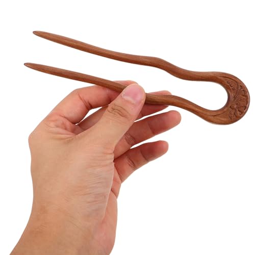 OSALADI Vintage U-shaped Wooden Hair Pins Double Prong Hair Forks for Women Chinese Traditional Headdress Retro Wooden for Updo and Bun