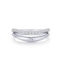 PAVOI 14K Gold Plated Wavy Split Ring - Wave Gold Stackable Rings for Women with Cubic Zirconia - Dainty Wedding Band - Trendy Bridal Fashion Jewelry - color: White Gold