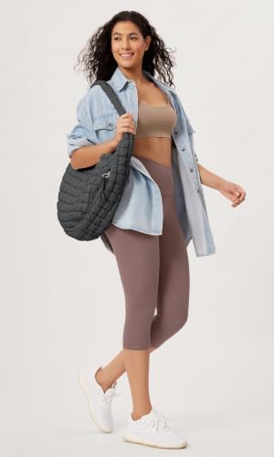 ODODOS Quilted Carryall Tote Bag for Women Crossbody Hobo Lightweight Padding Shoulder Bag - color: Charcoal