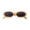 90s Sunglasses for Women Men Retro Small Oval Sunglasses - color: Light Tea/Grey