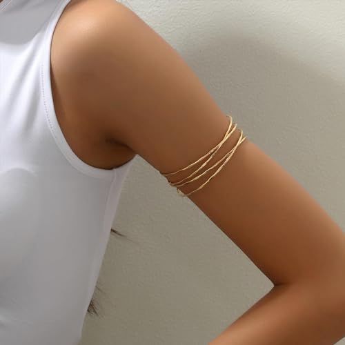 Arm Cuff Gold Arm Bracelet Handmade Upper Jewelry for Women Adjustable Bangle Armband Open Wrist Bracelets Greek Goddess Costume Halloween Costume - color: C:twist-gold