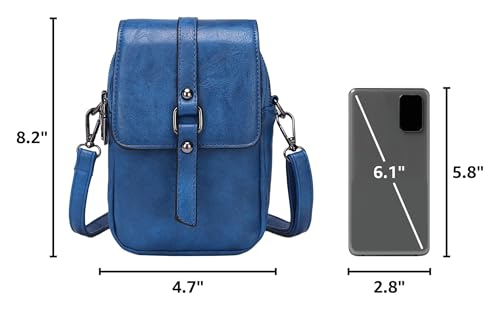 myfriday Vintage Crossbody Phone Bag for Women, Small PU Leather Shoulder Purse and Handbag - color: A-dark Blue