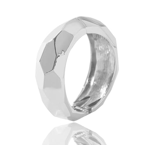 YMBYCM Gold Chunky Bangle Bracelets for Women Trendy Wide Chunky Cuff Bracelets Wrap Bracelet - style: Silver-2