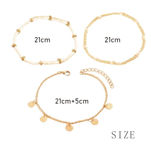 Waeceip Beach Ankle Bracelets For Women Summer Boho Anklets For Women Seashell Beaded Anklets Summer Jewelry Beach Vacation Accessories - color: bead Boho 3