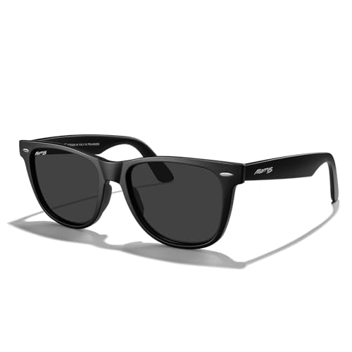 MERRY'S Classic Square Shape Polarized Sunglasses for Womens Mens Retro Designer UV400 Sun Glasses S6140 - color: Matte Black Frame/Black Lens