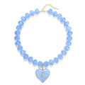 Elegance 11 designs Chunky Heart Necklace for Women, Colorful Acrylic Beaded Statement Puff Heart Necklace, Cute Boho Y2K Choker Necklace for Gift Jewelry - color: Transparent blue