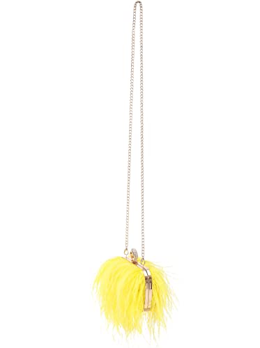 Women Real Natural Ostrich Feather Evening Bags Purses Clutch Vintage Banquet Handbag - color: Yellow