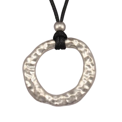 Leather Necklace for Women Vintage Boho Necklaces Black Cord Choker With Pendant Casual Chunky Leather Necklace Trendy - style: Circle Silver Necklace
