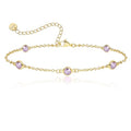 Birthstone Bracelet for Women 14K Gold Plated Dainty Link Bracelet Trendy Non Tarnish Trendy Chain Bracelets Birthday Valentines Gifts Jewelry for Women Mom Daughter Wife Sister Friend - color: 06.June