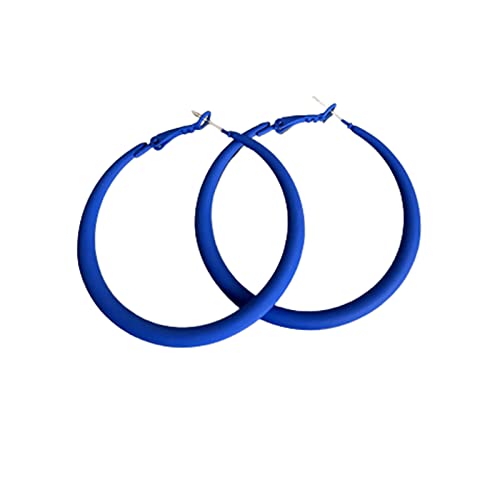 Colorful Matte Hoop Earrings 80s Hoop Earring Retro Earrings Neon Earrings Bright Fluorescence Round Hoop Earings for Women - color: blue