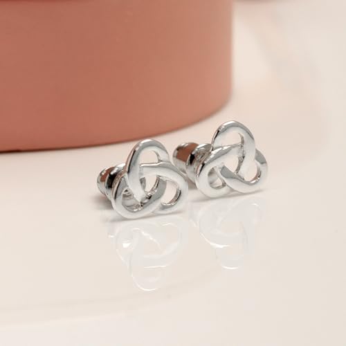LeCalla Sterling Silver Love Knot Stud Earrings - Lightweight Italian Design Twisted Earrings for Women - color: Trinity Love Knot