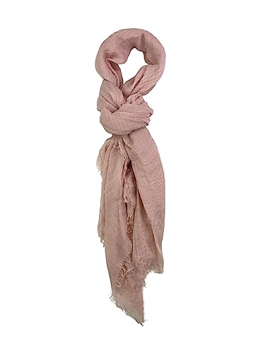 Humble Hilo Womens Woven Bohemian Style Gauze Scarf,Shawl, Head Wrap Fringed Edge Lightweight, Long Folds Small - color: Dusty Pink