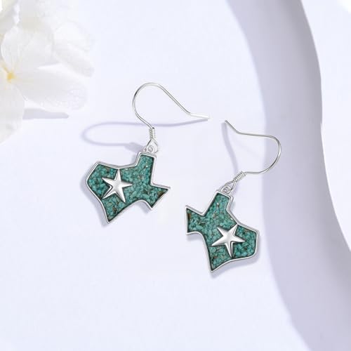 Western Earrings for Women 925 Sterling Silver Turquoise Western Country Dangle Drop Earrings Country Jewelry Gifts for Cowgirl Cowboy - style: Texas