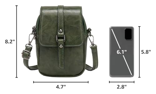 myfriday Vintage Crossbody Phone Bag for Women, Small PU Leather Shoulder Purse and Handbag - color: A-04-green