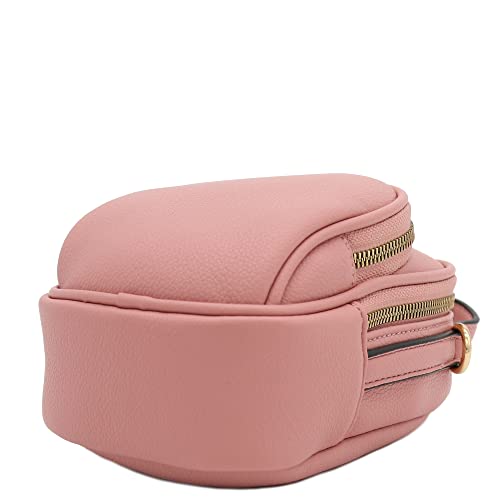 FashionPuzzle Two Compartment Mini Crossbody Bag | Two Compartment - color: Dusty Pink