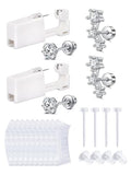 QWALIT Silver Ear Piercing Kit Ear Piercing Gun Kit Ear Piercing Earrings Disposable Self Piercing Earring Ear Gun Piercing Kit at Home Silver Stud Earring for Women - color: E2-3 zircon -silver