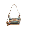 Women's Woven Beach Shoulder Handbag Colorful Straw Tote Bag Summer Vacation Crossbody Bag - color: 9706khaki