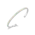 CiNily Womens Cuff Bracelet,Opal Bangle Bracelets Gold Plated Hypoallergenic Ladies Gemstone Open Cuff Bangle Bracelet - color: thin open cuff bracelet-white