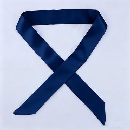 10 Pcs Long Thin Small Skinny Scarf Satin Neck Tie Ribbon Choker for Women Girls - color: Navy Blue