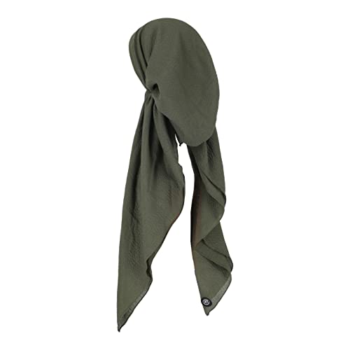 Pretied Head Scarves for Women Featuring Lightweight Crimped Material and Attractive - color: Solid Olive
