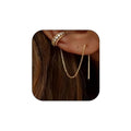 Gold Dangling Earrings for Women，Cuff earrings Chain Hoop Helix Hook Earrings for Women Unique Huggie earrings Trendy Stud ear chain 2025 Jewelry Gifts - color: gold